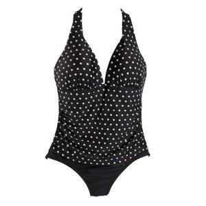 2Bamboo Polka Dot One Piece Halter Swimsuit Large